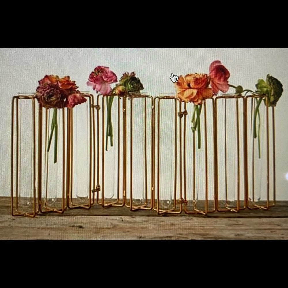 Jointed Brass Test Tube Vase with 9 Vases